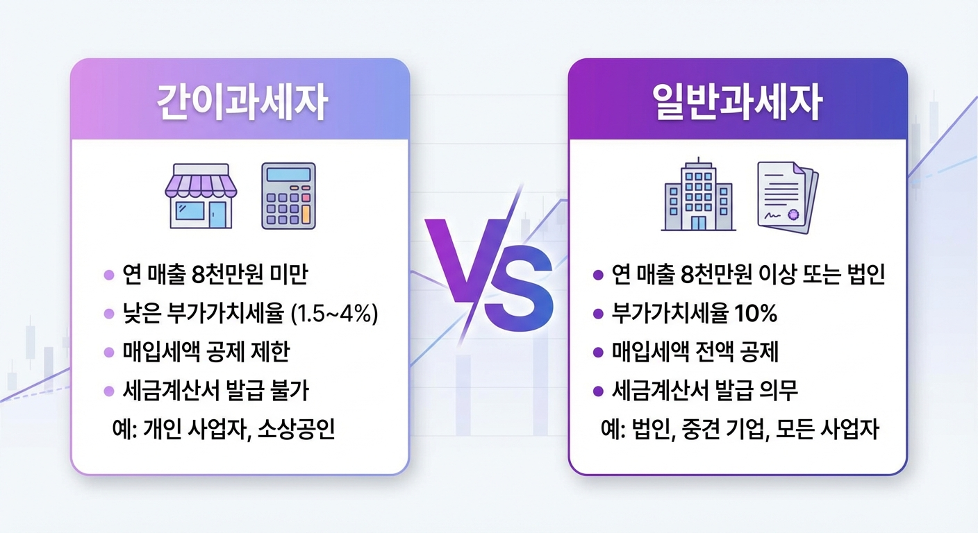간이과세자 vs 일반과세자 차이점 완벽 비교 (2026년)
